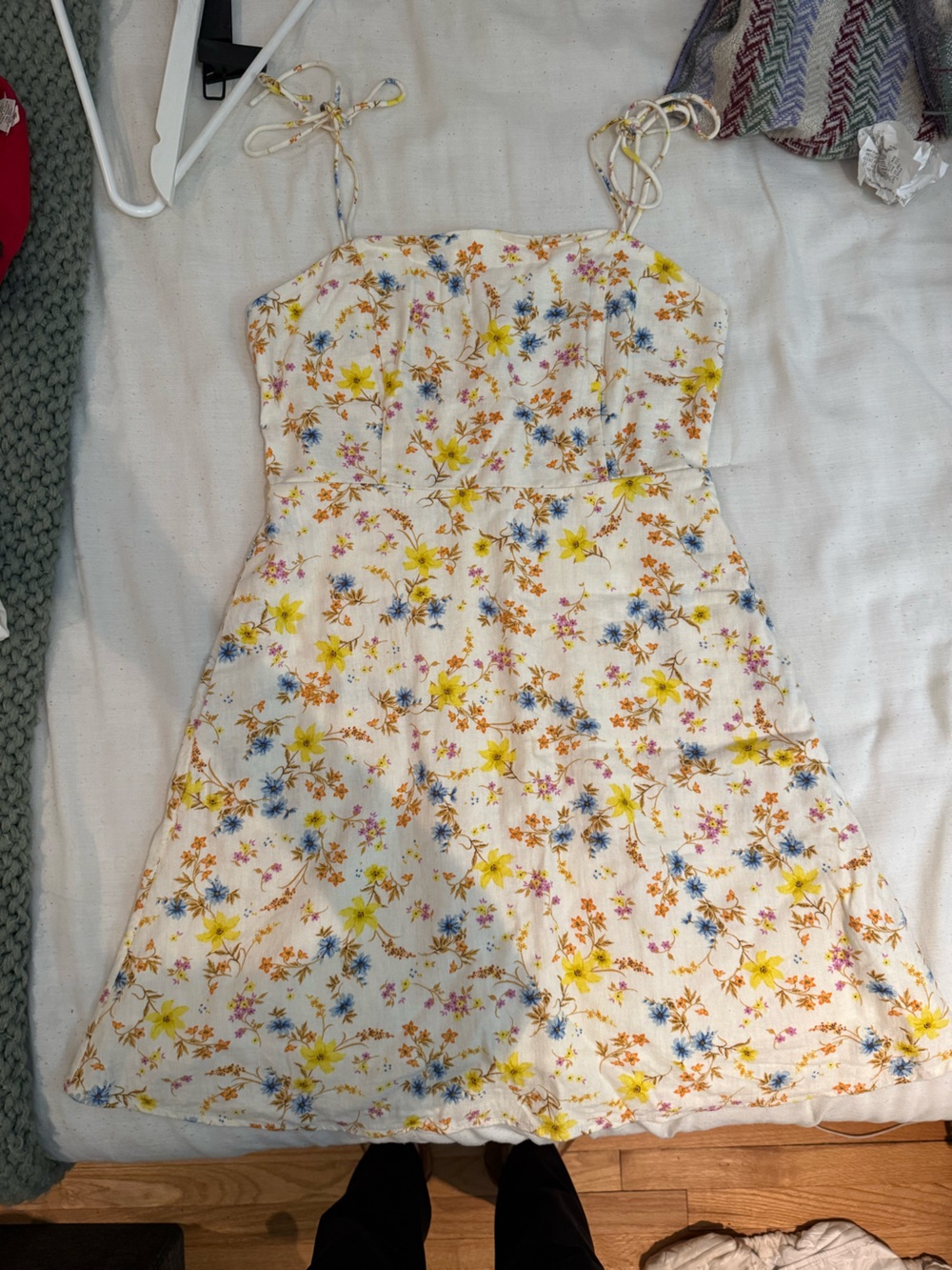 Old Navy Cream dress with Yellow & Blue Flowers